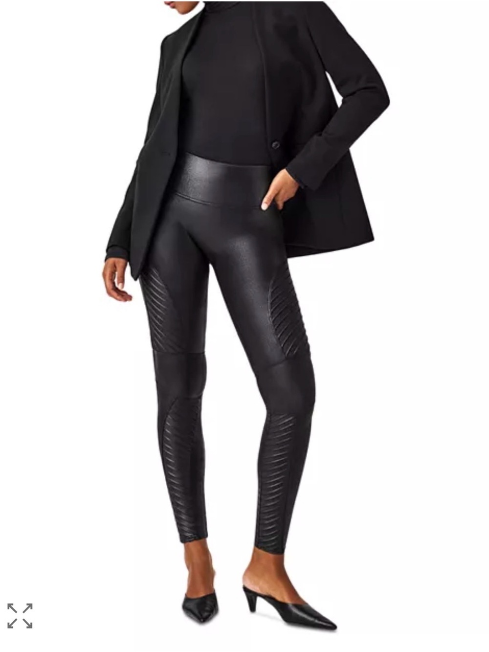 SPANX Moto Faux Leather Leggings in Black Size Large - Picture 3 of 9